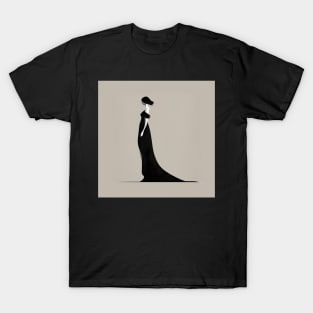 [AI Art] Lady in black, Minimal Art Style T-Shirt